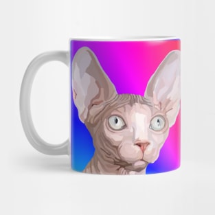 Multiple Rainbow Pop Art Sphynx Cat Faces Mug